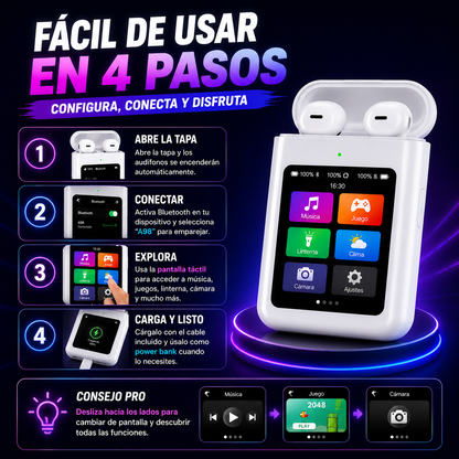 AUDIFONOS A98 POWER BANK PANTALLA TÁCTIL