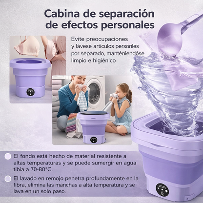 Lavadora Portátil Plegable con Esterilización por Luz Azul e Iones de Plata + ENVÍO GRATIS 🚚