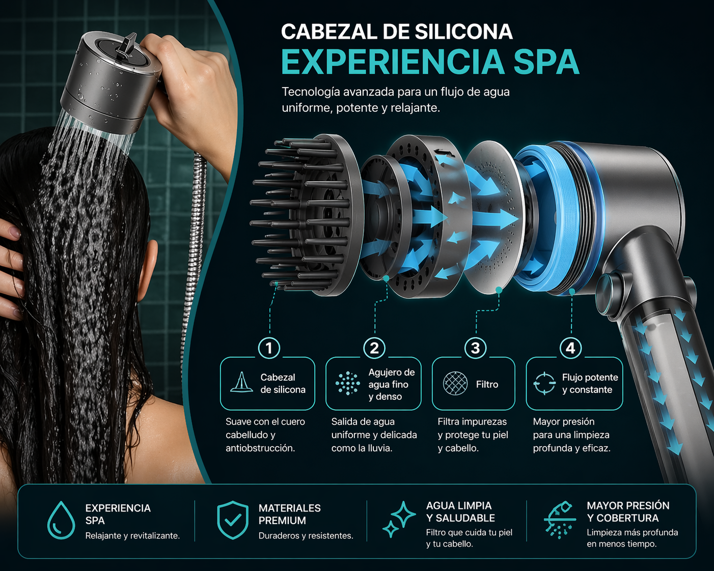 DUCHA MASAJEADORA SPA + ENVÍO GRATIS 🚚