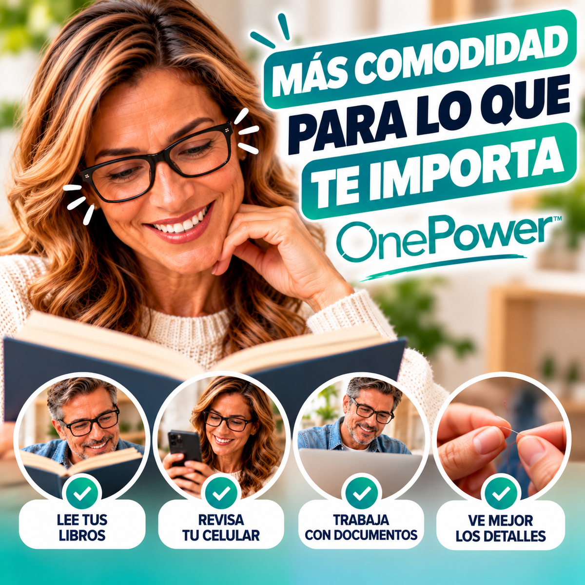 ¡ONEPOWER™: Lentes de lectura con enfoque flexible!