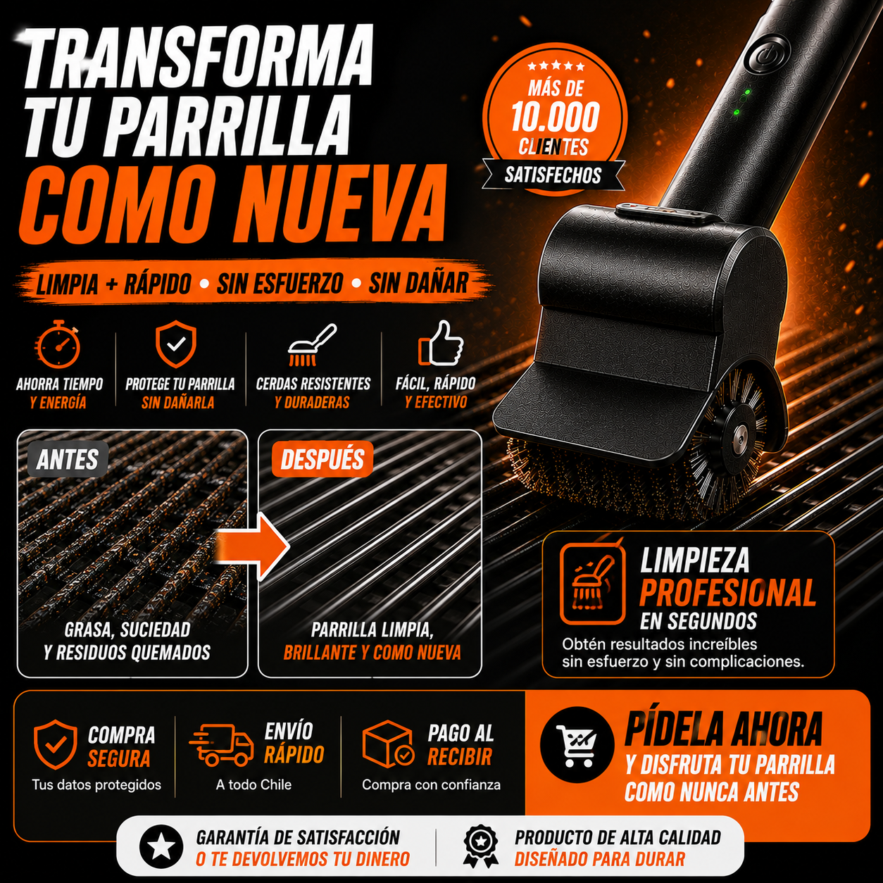 Cepillo Limpiador de Parrilla multipropósito+ ENVÍO GRATIS 🚚