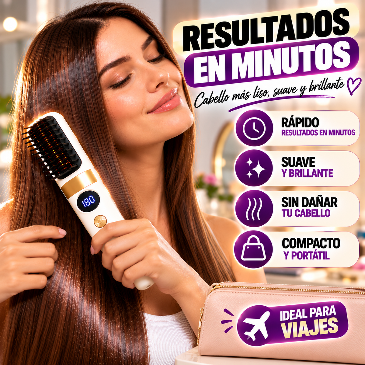 Cepillo Alisador Térmico inalámbrico