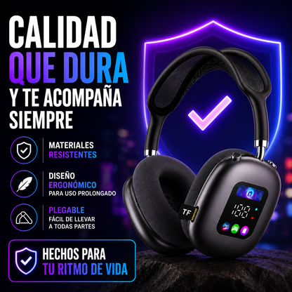 Akz Max600 Auriculares Inalámbricos Over-Ear con Pantalla Digital