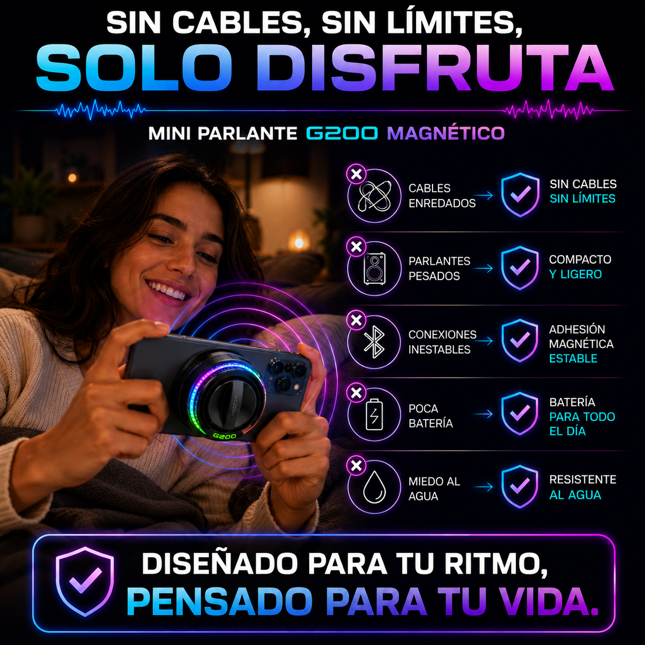 Mini Parlante Magnético portátil Multiuso-Sonido potente+ ENVÍO GRATIS 🚚