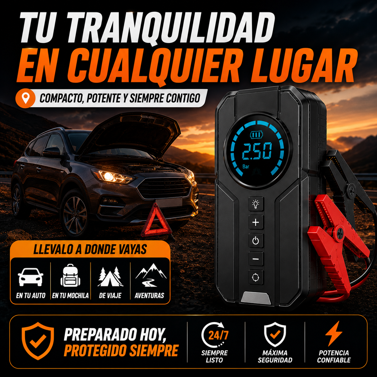 Compresor de Aire y Arrancador de Batería+ ENVÍO GRATIS 🚚