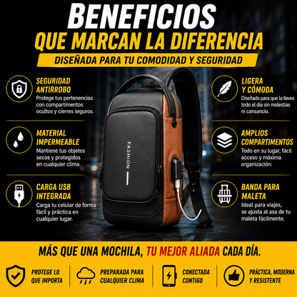BOLSO ANTIRROBO CON CARGA USB+BLOQUEO