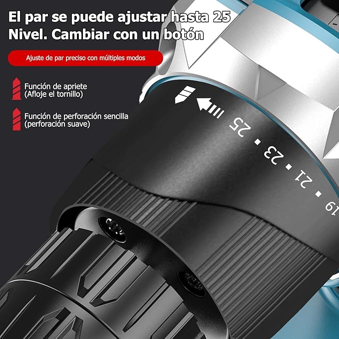 TALADRO INALÁMBRICO 2 BATERÍAS MÁS ACCESORIOS