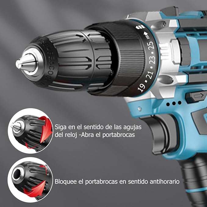 TALADRO INALÁMBRICO 2 BATERÍAS MÁS ACCESORIOS