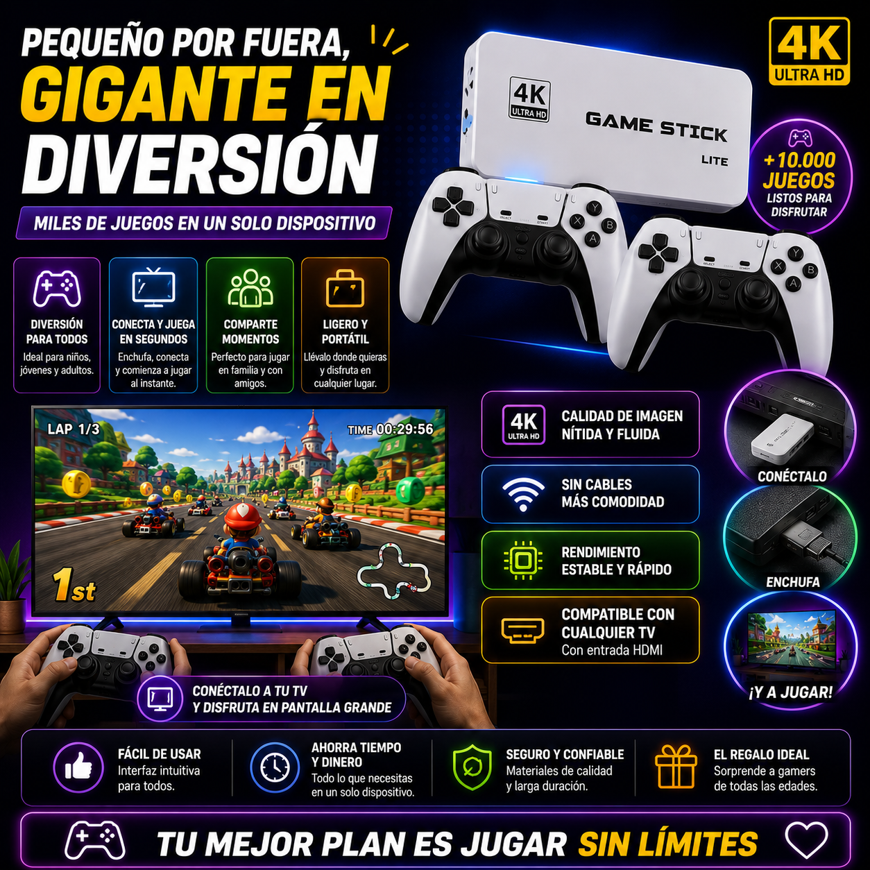 Consola Juegos RETRO GAME STICK PRO-20.000 JUEGOS+ ENVÍO GRATIS 🚚