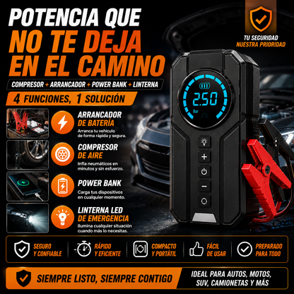 Compresor de Aire y Arrancador de Batería+ ENVÍO GRATIS 🚚