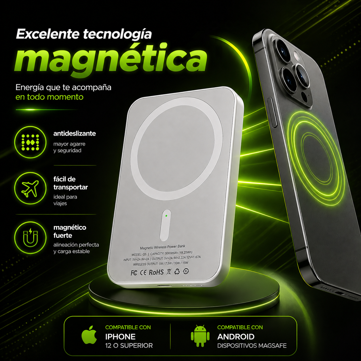 Batería Magsafe para productos Apple/Android-Energía sin límites + ENVÍO GRATIS 🚚