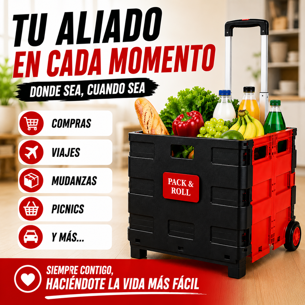 CARRITO PLEGABLE MULTIFUNCIONAL+ ENVÍO GRATIS 🚚