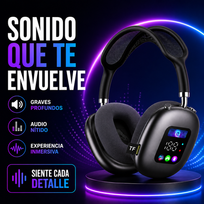 Akz Max600 Auriculares Inalámbricos Over-Ear con Pantalla Digital