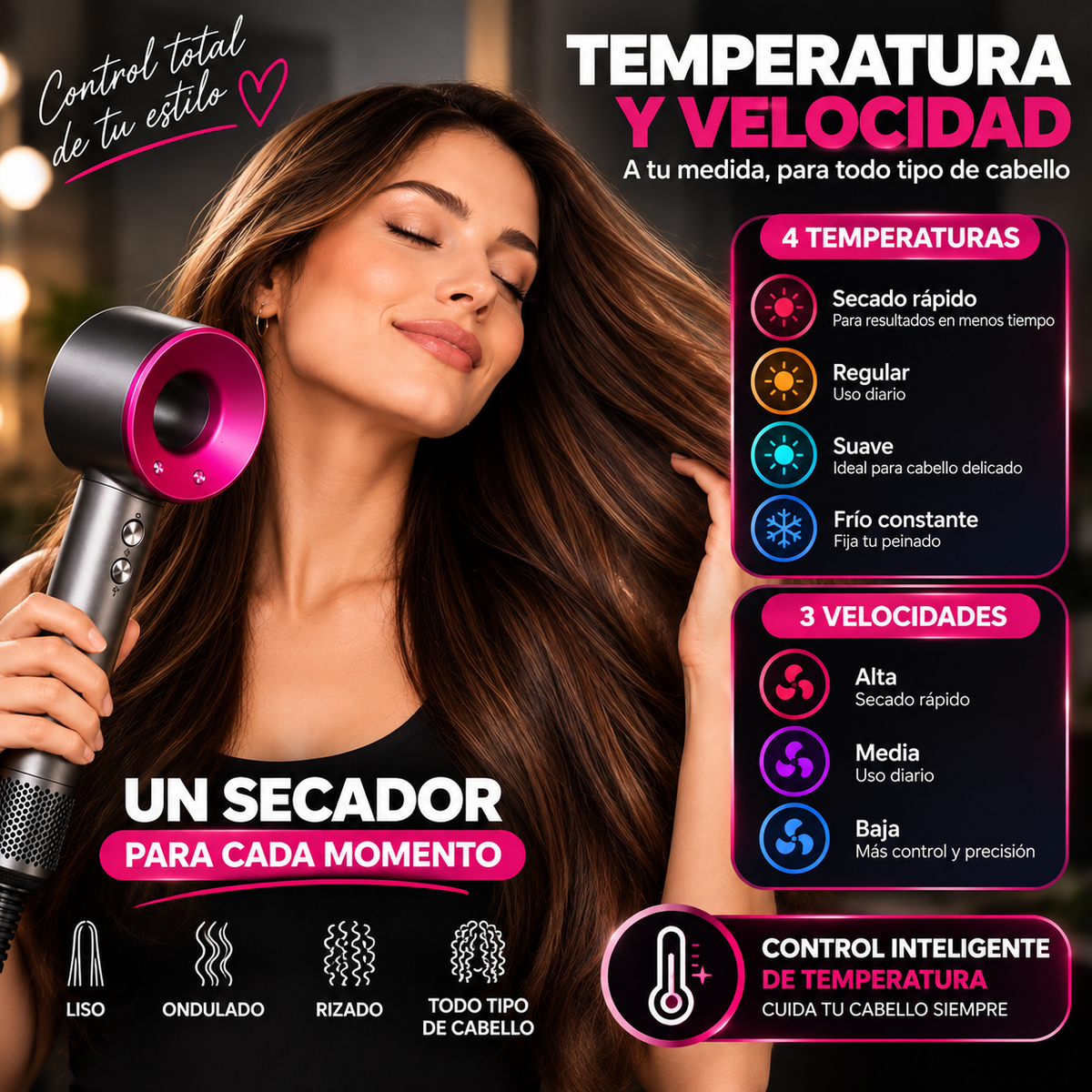 Secador Moldeador de Cabello Profesional 5 en 1