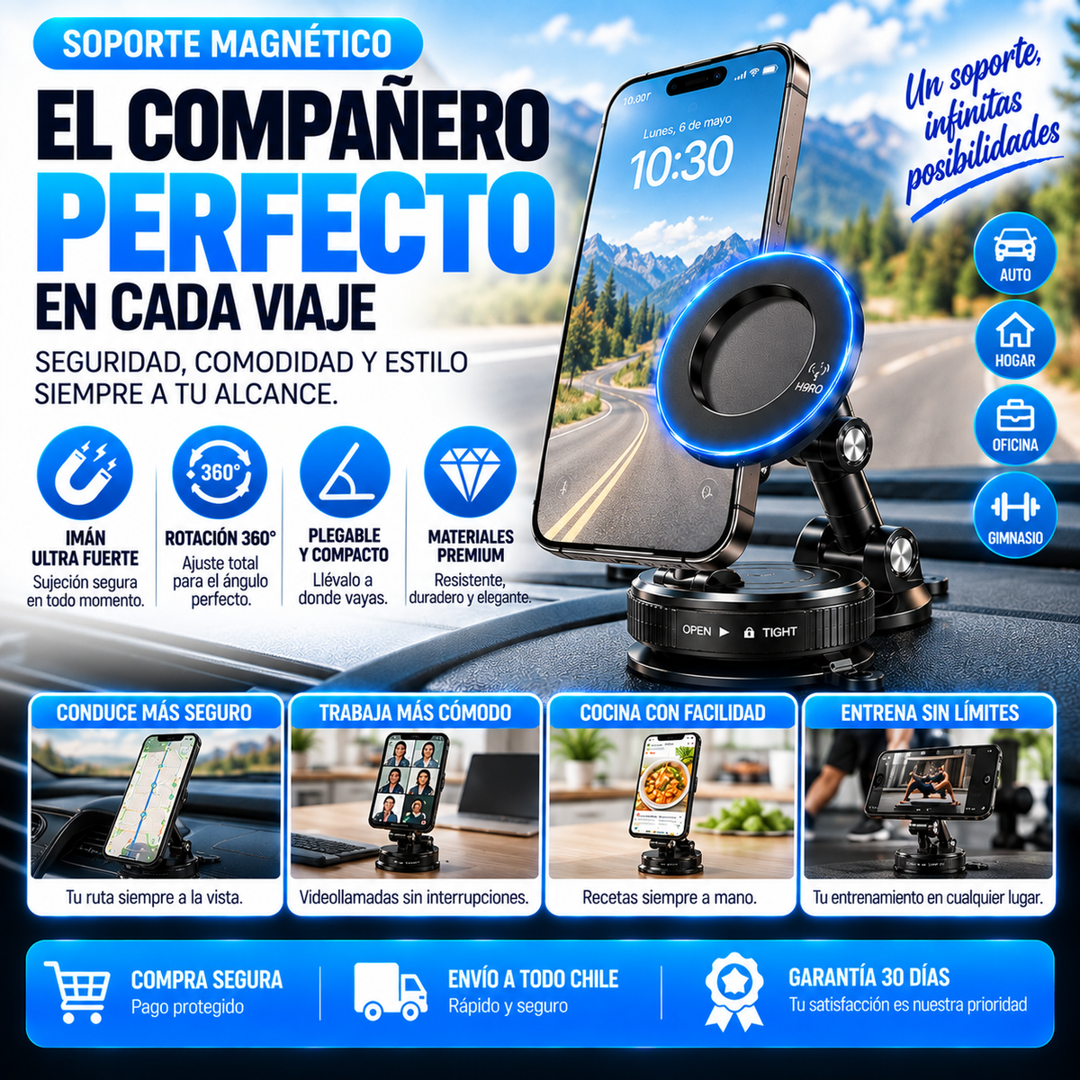 Soporte magnético celular Premium Rotativo multi propósito