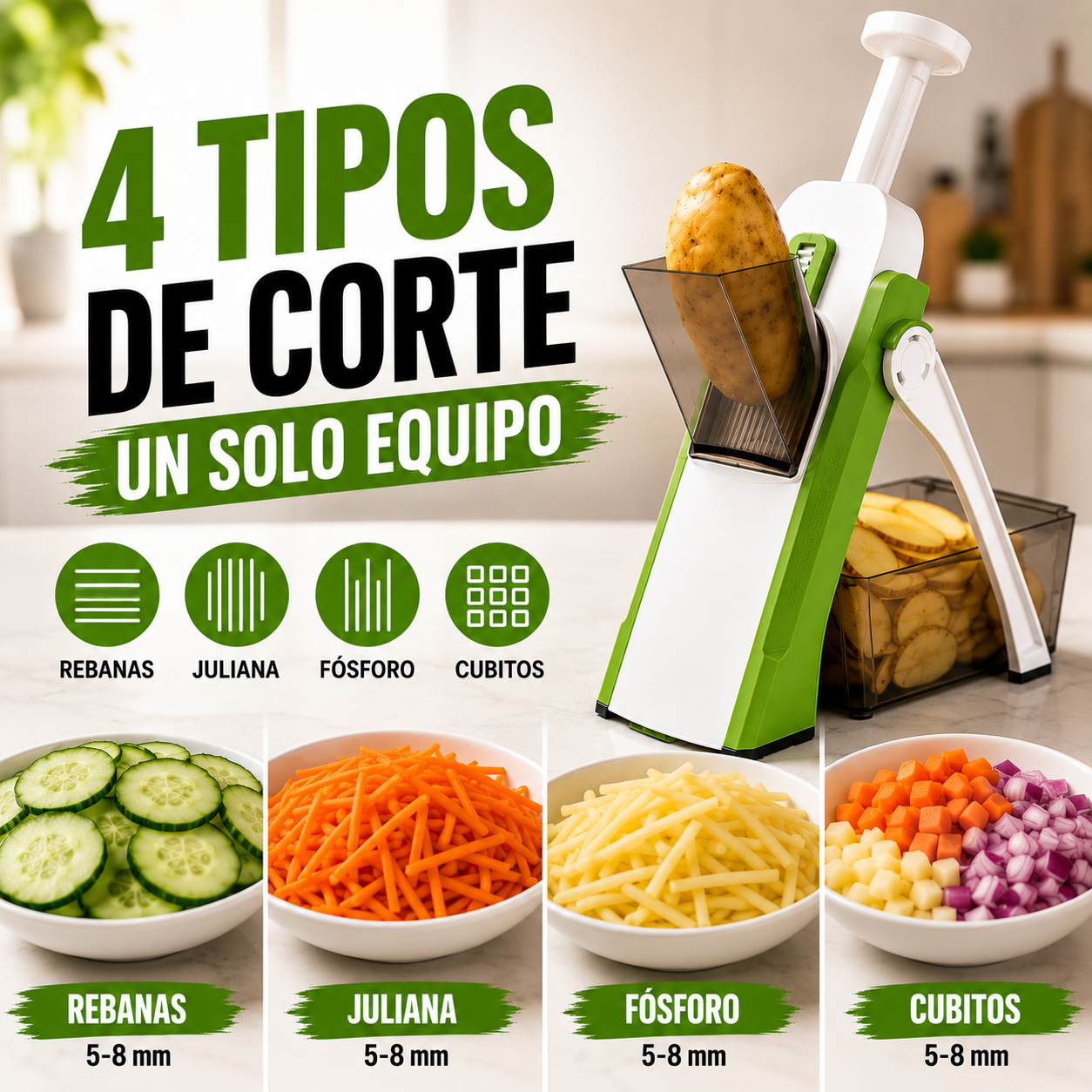 Cortador-Rallador Frutas y Vegetales+ ENVÍO GRATIS 🚚