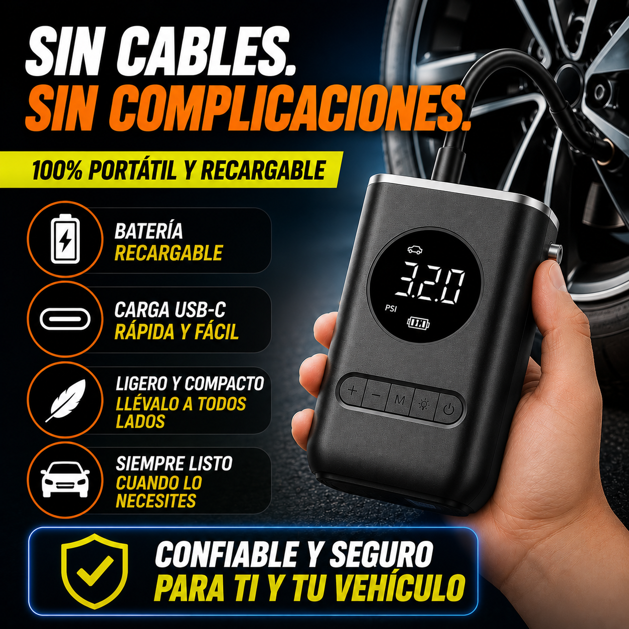 💫Inflador de Aire Portátil Recargable- Infla rápido y seguro💫 ✨+ ENVÍO GRATIS 🚚