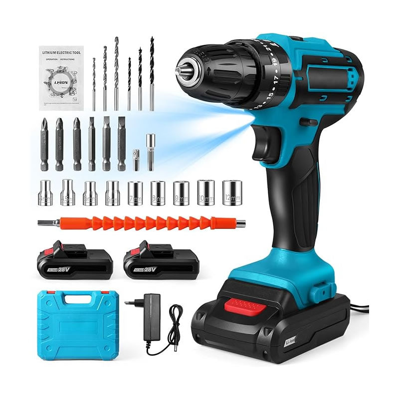 TALADRO INALÁMBRICO 2 BATERÍAS MÁS ACCESORIOS