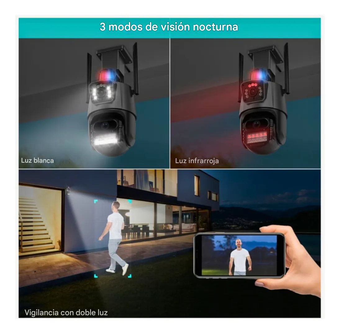 Cámara de Seguridad PTZ con Doble Lente e Inteligencia Artificial - 😱50% DE DESCUENTO😱