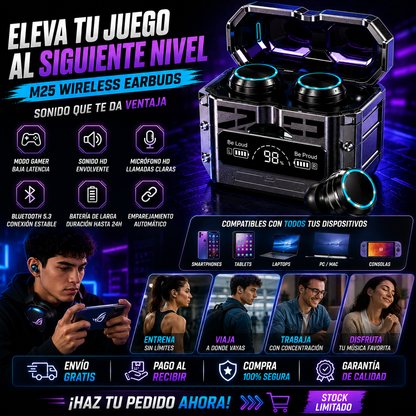 Audífonos Inalámbricos M25 TWS+ENVÍO GRATIS