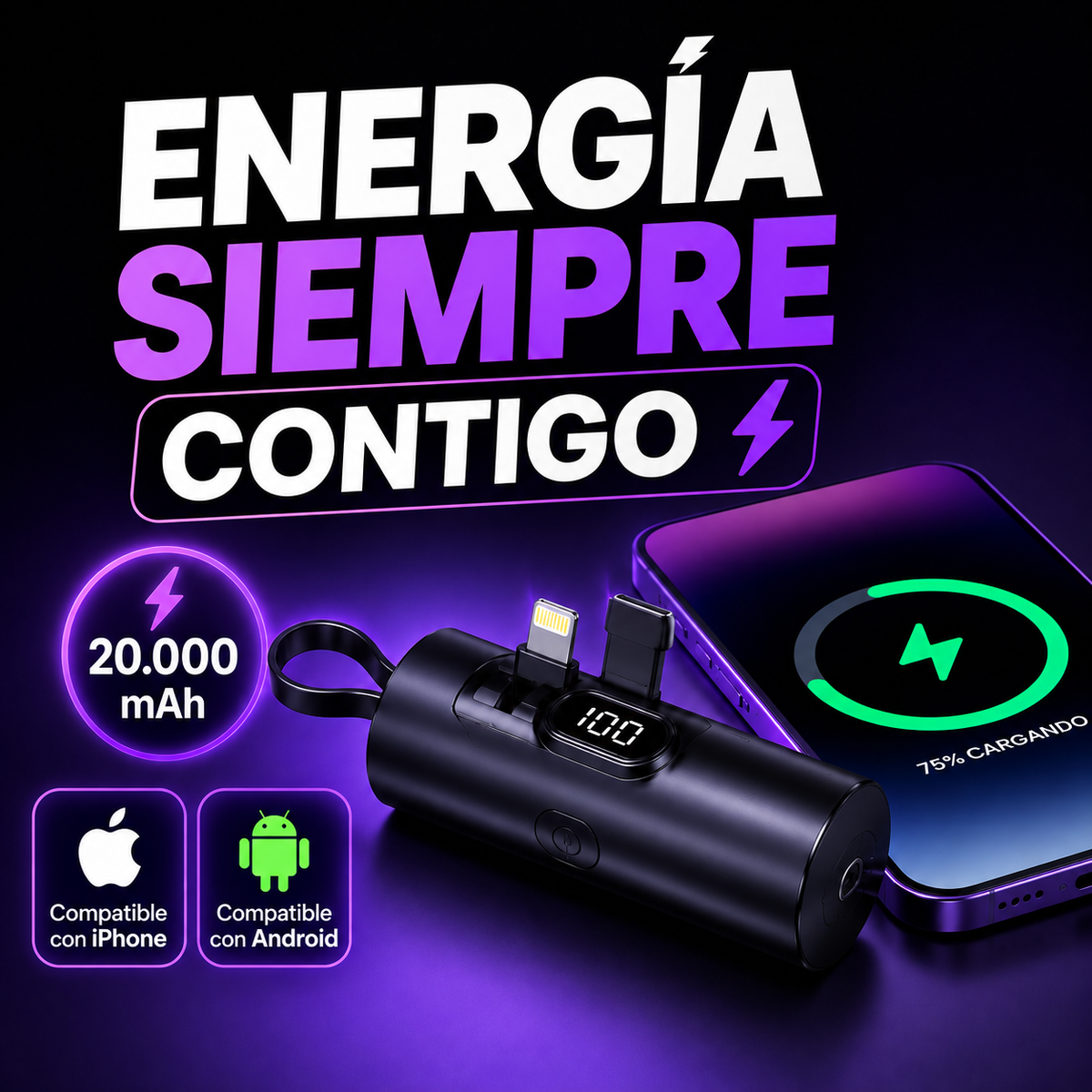 Cargador Portátil para celular tipo llavero