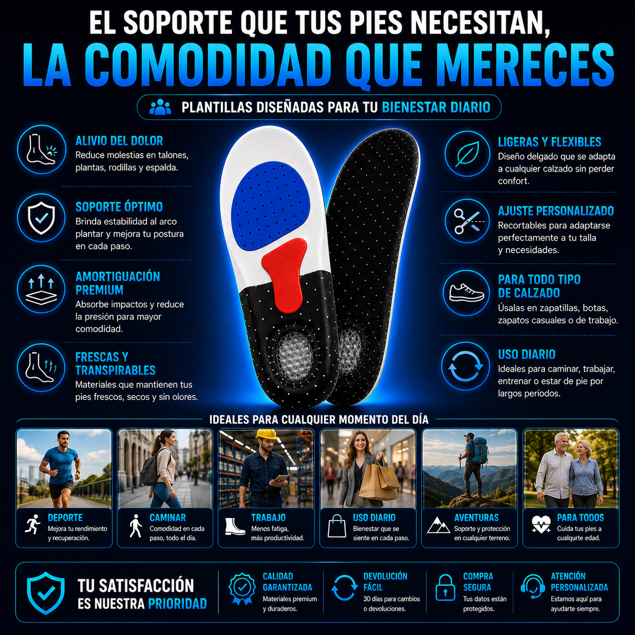 Plantillas Ortopédicas | Alivia Dolor de Pies y Fascitis Plantar + ENVÍO GRATIS 🚚