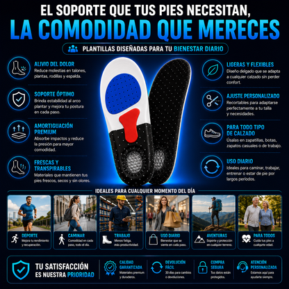 Plantillas Ortopédicas | Alivia Dolor de Pies y Fascitis Plantar + ENVÍO GRATIS 🚚