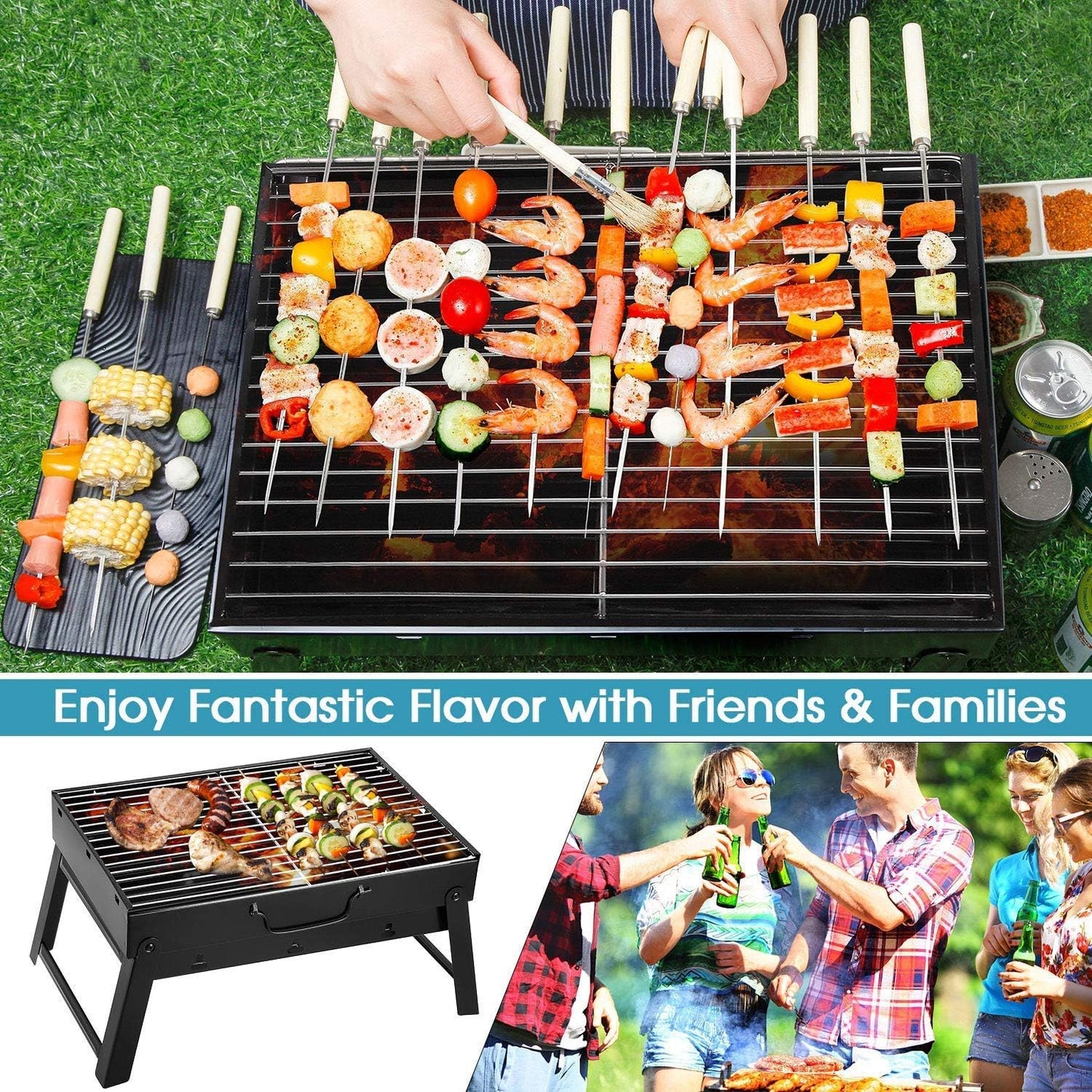 PARRILLA PORTÁTIL A CARBÓN PARA ASADOS