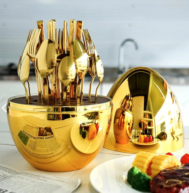 Set de 24 Cubiertos Premium Color Oro