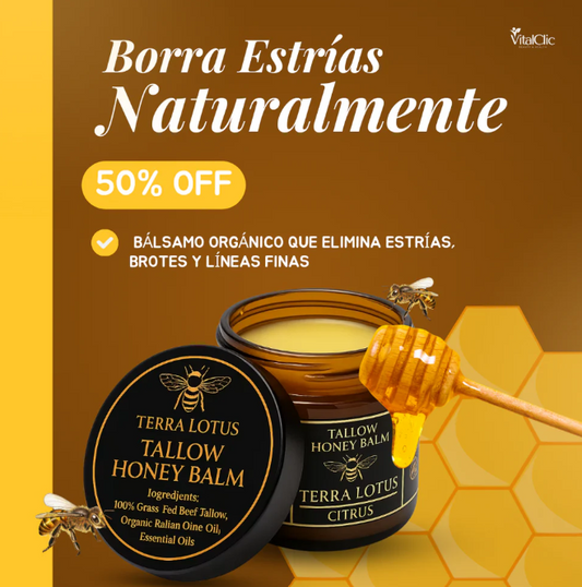 Bálsamo Orgánico de Sebo de Res y Miel-Elimina estrías, acné y líneas de expresión en segundos