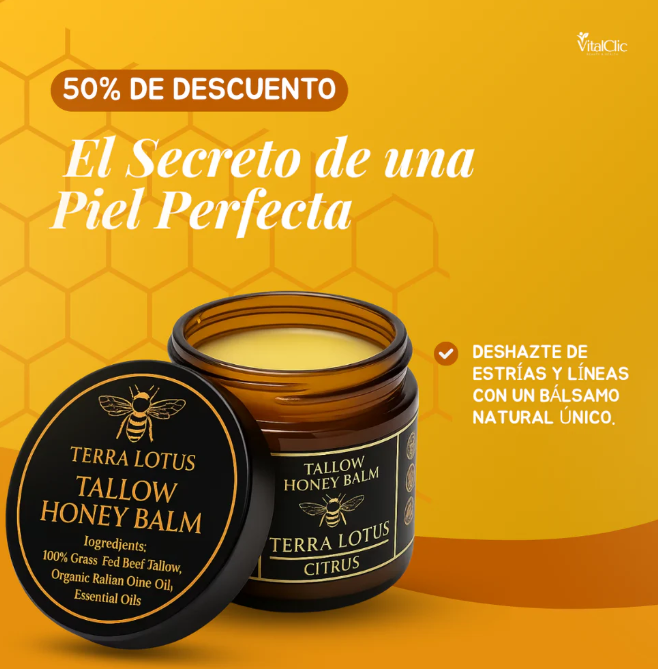 Bálsamo Orgánico de Sebo de Res y Miel-Elimina estrías, acné y líneas de expresión en segundos