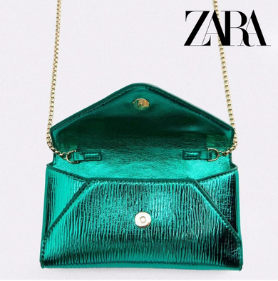 ZARA Envelope Mujer Nuevo Producto Brillante Cadena Mini Fiesta