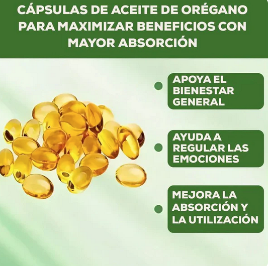 Aceite de orégano con aceite de semilla negra, 60 cápsulas