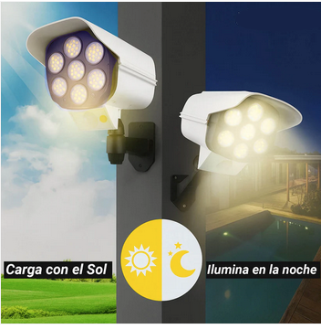 Foco Led Solar Tipo Camara+sensor De Movimiento + Control Remoto