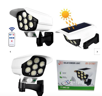 Foco Led Solar Tipo Camara+sensor De Movimiento + Control Remoto