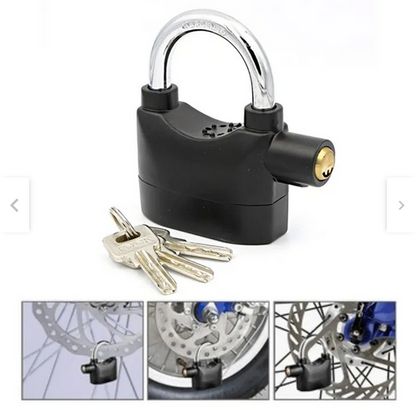 Candado con Alarma 110 dB, Acero Inoxidable,  Moto, Bicicleta, Scooters