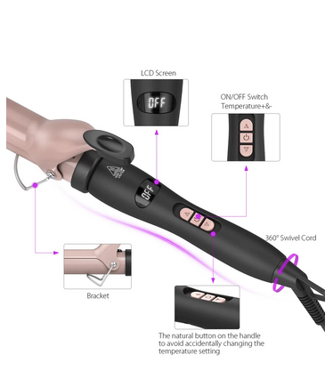 Rizador de 1 pulgada con barril de revestimiento de cerámica