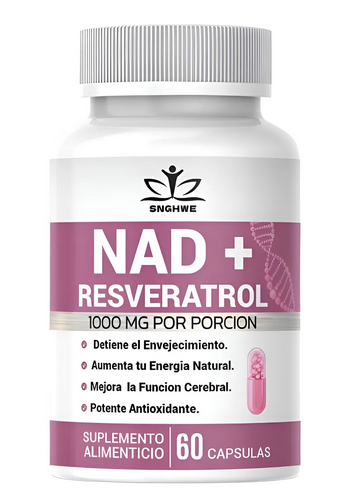Nad + Resveratrol 1000mg Original, 60 Caps. Original Sin Sabor