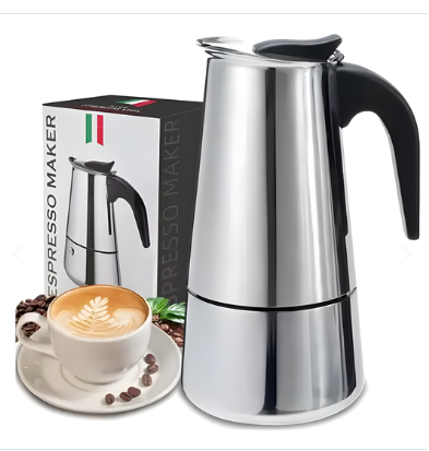 ☕ Cafetera Italiana Moka de Acero – Café Intenso al Estilo Italiano