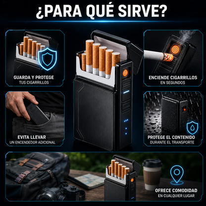 🚬 Cigarrera con Encendedor Eléctrico Integrado