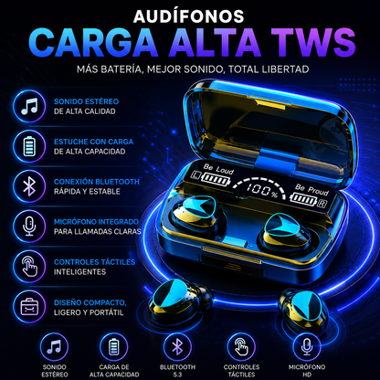 🎧 Audífonos Carga Alta TWS