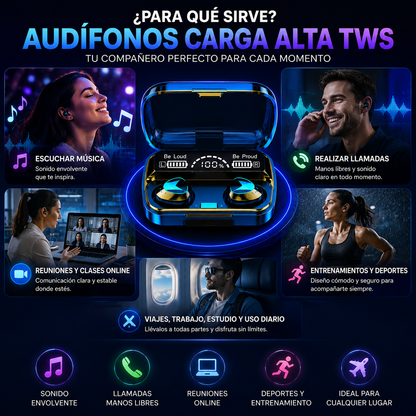 🎧 Audífonos Carga Alta TWS