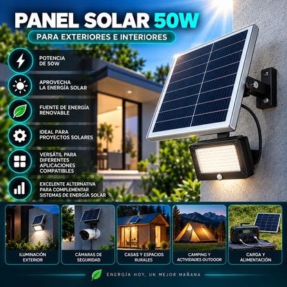 Panel Solar 50W para Exteriores e Interiores