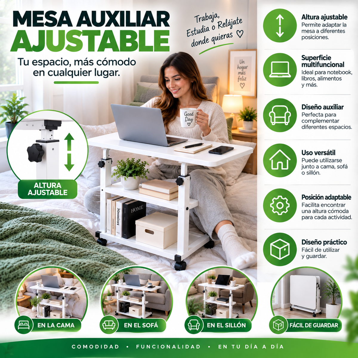 Mesa Auxiliar Ajustable