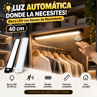 Luz LED Barra con Sensor de Movimiento 40 cm