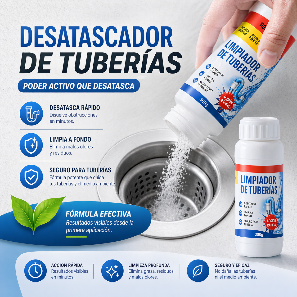 3 Polvo Destapa Cañerias Drenage 110g