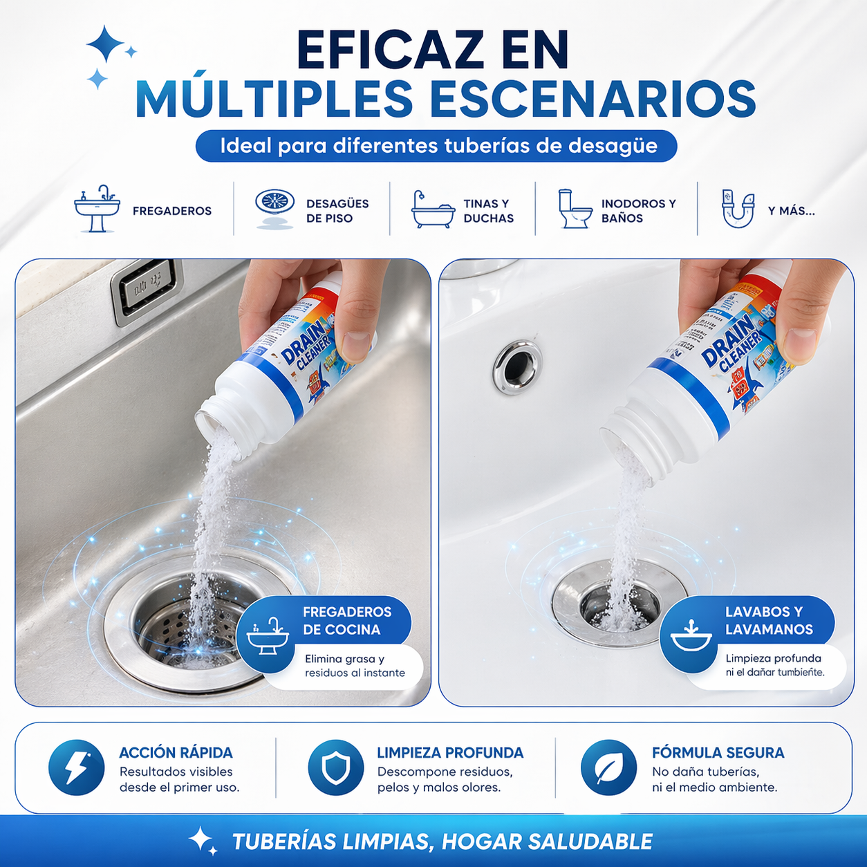 3 Polvo Destapa Cañerias Drenage 110g