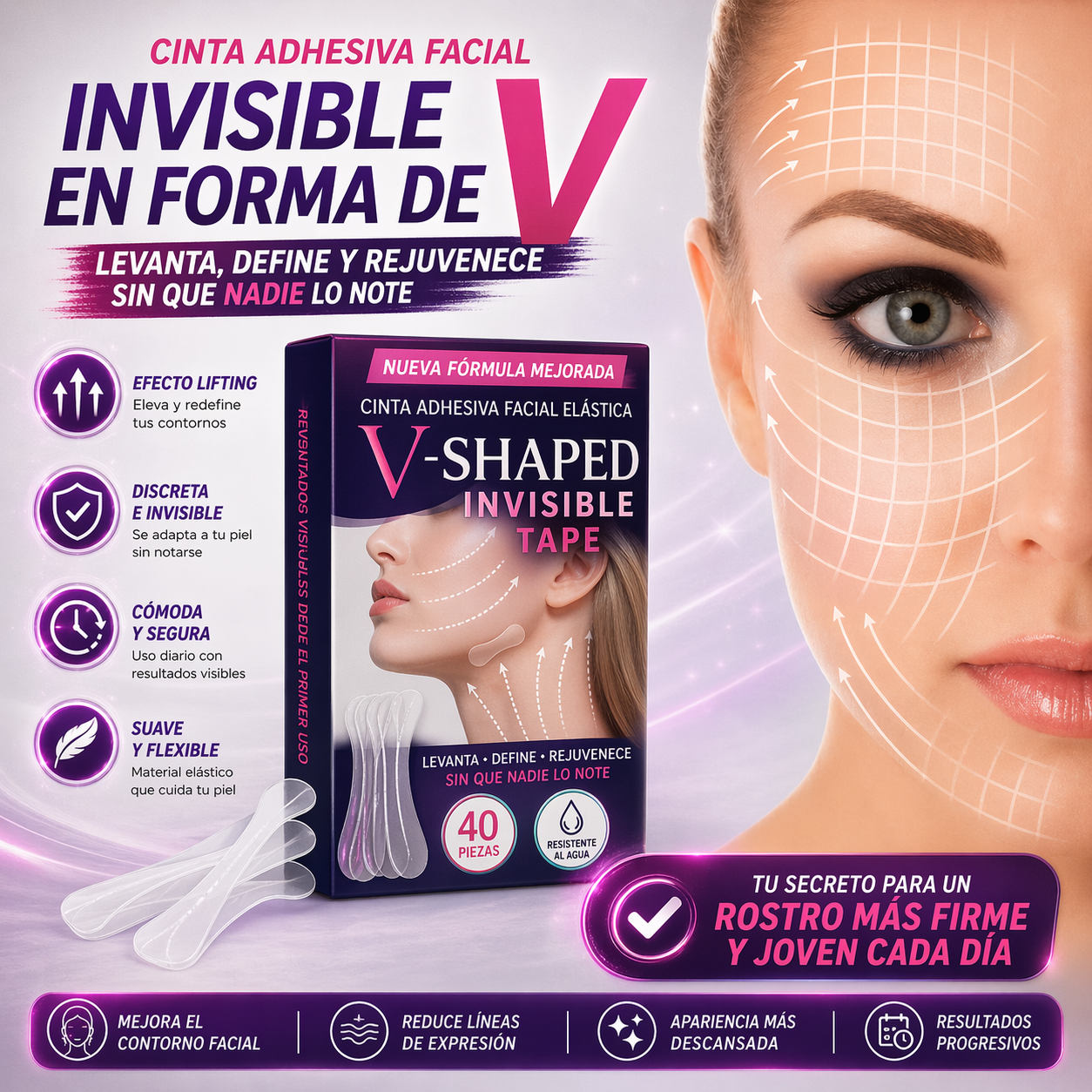 40 Parches V Cuidado Facial Invisibles Todo Tipo De Piel