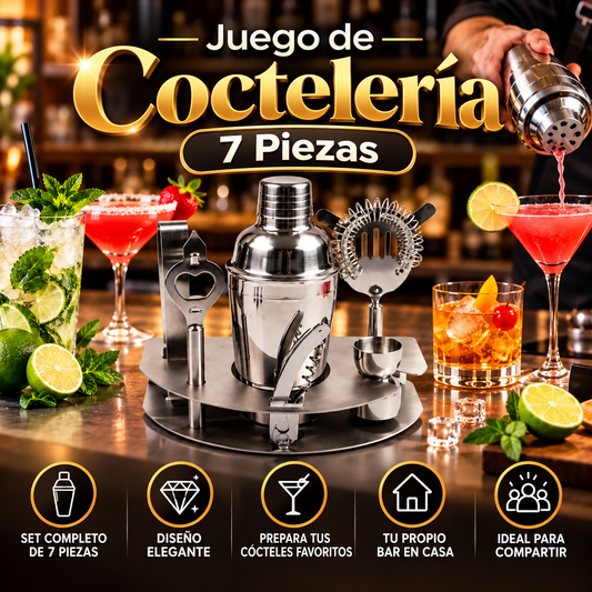 🍸 Juego de Coctelera 7 Piezas Deluxe