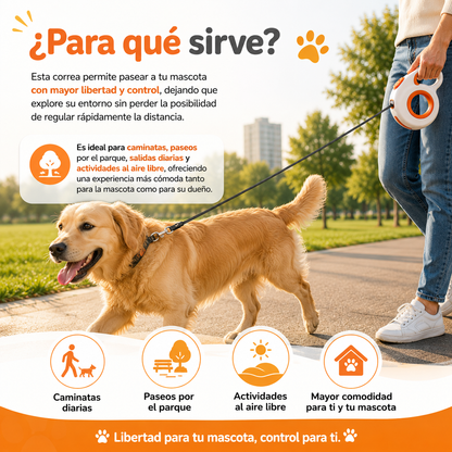 🐕 Correa Retráctil Mascotas Con Freno